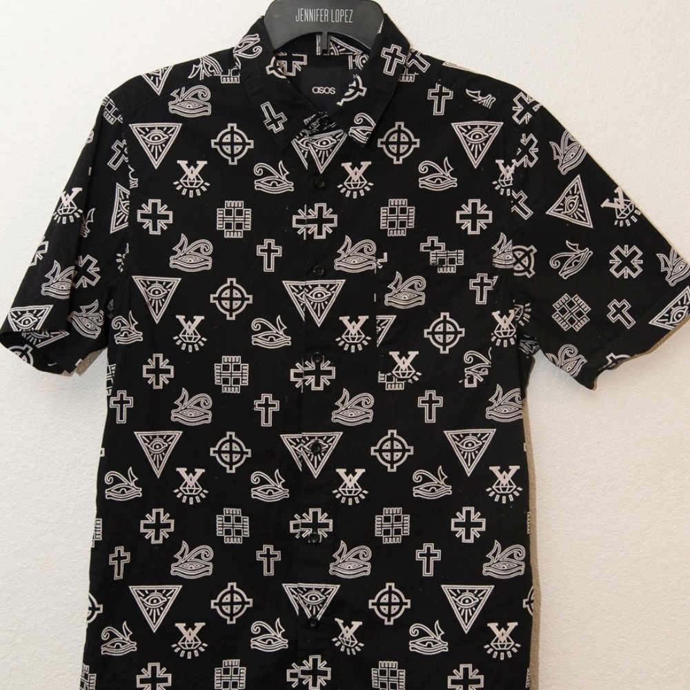 ASOS Black Symbols Patterned Shirt